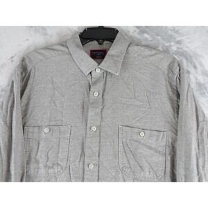 Untuckit Shirt Mens Large Gray Button Up Casual Double Pocket Herringbone Cotton